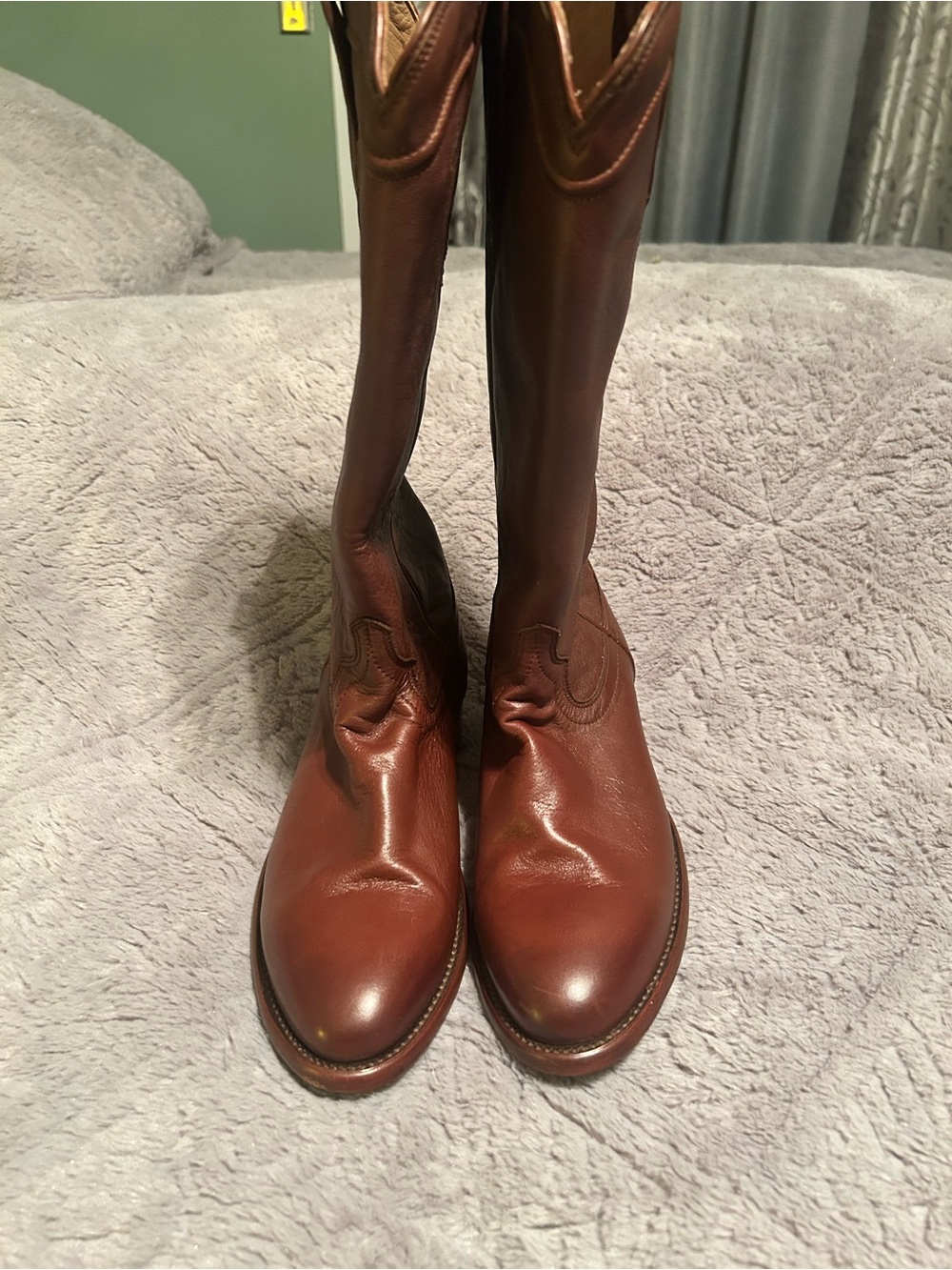 New Tecovas Harper Bourbon Leather Cowboy Boots Women's 7B Tall Roper Round Toe